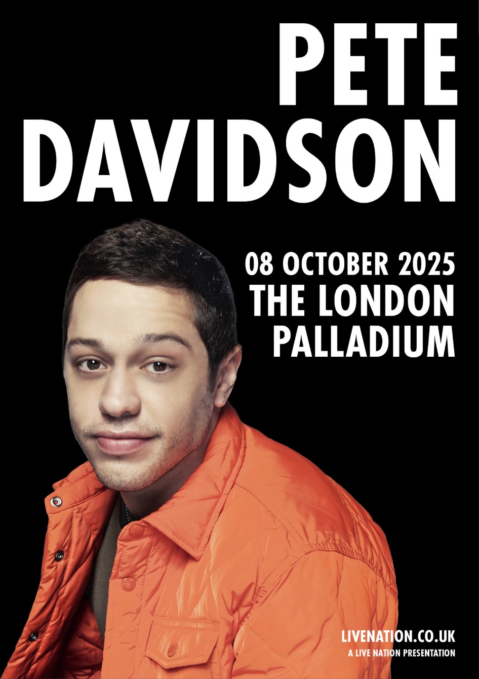 Pete Davidson 2025 UK tour poster