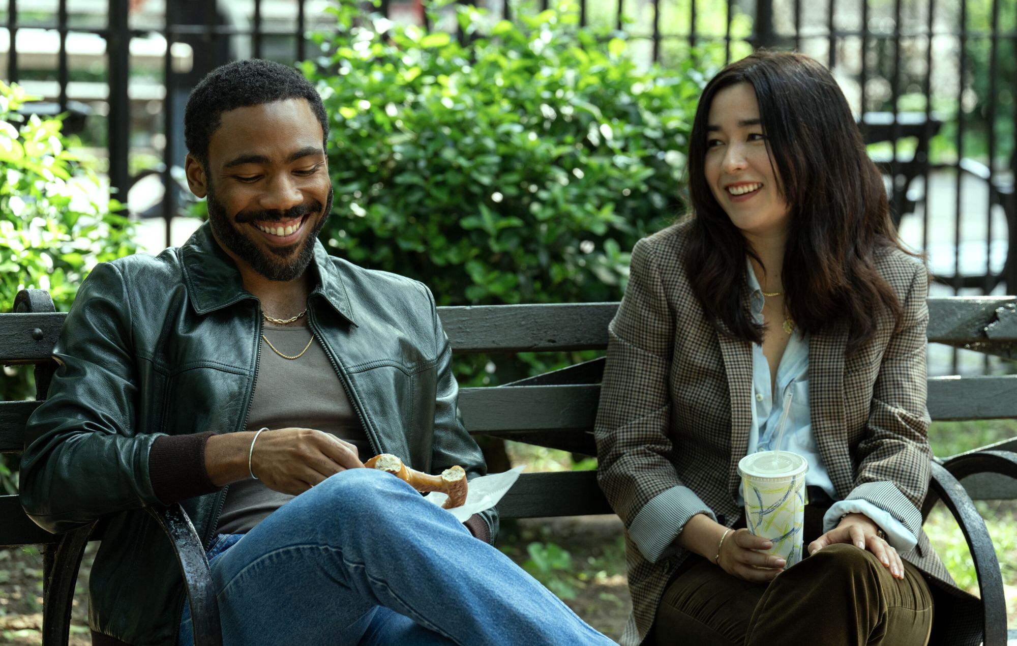 Donald Glover and Maya Erskine in ‘Mr. & Mrs. Smith’. CREDIT: Amazon Studios